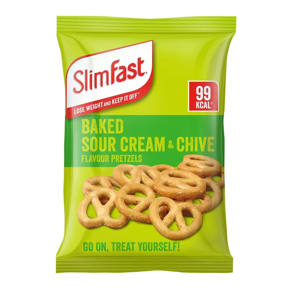1146521	S33657 SLIMFAST SNACK BAG SOUR CREAM & CHIVE PRETZELS 24X23G